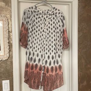 Boho shirt shirt dress tunic with pink and blue western bohemian accents